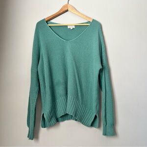 Lucky V-Neck Waffle Knit long sleeve sweater